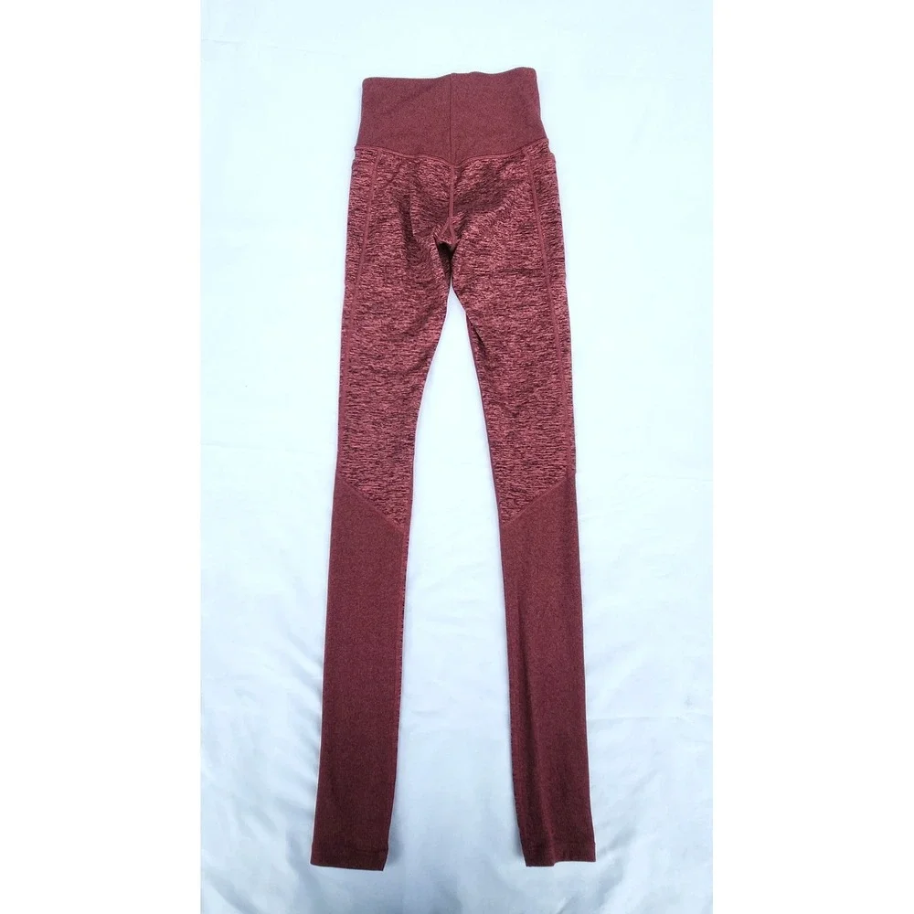 ATHLETA XXS Exhale Heel‎ Tight Burgundy Heather High Waist Leggings